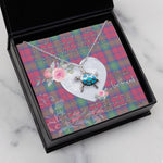 Sea Turtle Necklace Gift for My Beautiful Girlfriend Valentines Necklace Clan Lindsay Ancient Tartan Blue Turtle Necklace