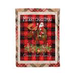 Personalized Gift Plaid Tartan Blanket Clan Cunningham Modern With Moose Lover Xmas Gift Santa Riding Christmas Fleece Blanket