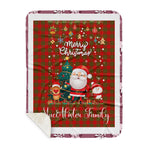 Personalized Gift Tartan Plaid Blanket Clan MacAlister of Glenbarr With Funny Santa Snowman Reindeer Merry Christmas Gift Sherpa Blanket, blue plaid sherpa blanket,blue tartan sherpa blanket,Buchan,buffalo plaid sherpa blanket,christmas sherpa blanket,Christmas Throw Blanket