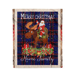 Personalized Gift Plaid Tartan Blanket Clan Home Modern With Moose Lover Xmas Gift Santa Riding Christmas Fleece Blanket