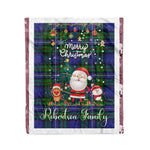Personalized Gift Tartan Plaid Blanket Clan Robertson Hunting Modern With Funny Santa Snowman Reindeer Merry Christmas Fleece Blanket, Home Living Room, Plaid Blanket, Tartan Blanket, Scottish Blanket, Buffalo fleece blanket, Christmas Blanket