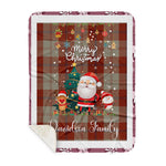 Personalized Gift Tartan Plaid Blanket Clan Davidson Dress Dancers With Funny Santa Snowman Reindeer Merry Christmas Gift Sherpa Blanket, blue plaid sherpa blanket,blue tartan sherpa blanket,Buchan,buffalo plaid sherpa blanket,christmas sherpa blanket,Christmas Throw Blanket