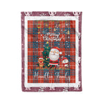 Personalized Gift Tartan Plaid Blanket Clan Hamilton Ancient With Funny Santa Snowman Reindeer Merry Christmas Fleece Blanket, Christmas Blanket, Plaid Blanket, Tartan Blanket,Scottish Blanket