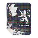 Sherpa Blanket - Tartan Blanket Thistle and Lion Scottish Clan Fletcher Of Dunans Plaid Blanket, plaid sherpa blanket queen,purple sherpa blanket,queen sherpa blanket,queen size sherpa blanket,red sherpa blanket,scottish tartan blankets,sherpa blanket,sherpa christmas blanket