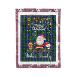 Personalized Gift Tartan Plaid Blanket Clan Forbes Modern With Funny Santa Snowman Reindeer Merry Christmas Fleece Blanket, Home Living Room, Plaid Blanket, Tartan Blanket, Scottish Blanket, Buffalo fleece blanket, Christmas Blanket