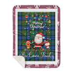Personalized Gift Tartan Plaid Blanket Clan MacLaren Ancient With Funny Santa Snowman Reindeer Merry Christmas Gift Sherpa Blanket, blue plaid sherpa blanket,blue tartan sherpa blanket,Buchan,buffalo plaid sherpa blanket,christmas sherpa blanket,Christmas Throw Blanket