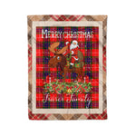 Personalized Gift Plaid Tartan Blanket Clan Fraser Modern With Moose Lover Xmas Gift Santa Riding Christmas Fleece Blanket