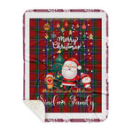 Personalized Gift Tartan Plaid Blanket Clan Sinclair With Funny Santa Snowman Reindeer Merry Christmas Gift Sherpa Blanket, blue plaid sherpa blanket,blue tartan sherpa blanket,Buchan,buffalo plaid sherpa blanket,christmas sherpa blanket,Christmas Throw Blanket