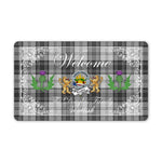 Doormat - Welcome Mat Scottish Clan Badge Douglas Grey Modern Tartan Door Mat, Plaid Doormat With Thistle and Two Lion Scottish