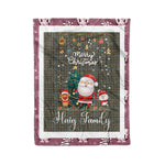 Scotstee Shop - Personalized Gift Tartan Plaid Blanket Clan Haig Gray With Funny Santa Snowman Reindeer Merry Christmas Fleece Blanket