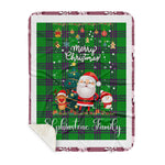 Personalized Gift Tartan Plaid Blanket Clan Elphinstone Hunting With Funny Santa Snowman Reindeer Merry Christmas Gift Sherpa Blanket, blue plaid sherpa blanket,blue tartan sherpa blanket,Buchan,buffalo plaid sherpa blanket,christmas sherpa blanket,Christmas Throw Blanket