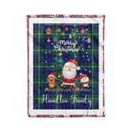 Personalized Gift Tartan Plaid Blanket Clan Hamilton Hunting Modern With Funny Santa Snowman Reindeer Merry Christmas Fleece Blanket, Christmas Blanket, Plaid Blanket, Tartan Blanket,Scottish Blanket