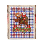 Personalized Gift Plaid Tartan Blanket Clan Boswell Modern With Moose Lover Xmas Gift Santa Riding Christmas Fleece Blanket