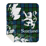 Sherpa Blanket - Tartan Blanket Thistle and Lion Scottish Clan MacKay Plaid Blanket, plaid sherpa blanket queen,purple sherpa blanket,queen sherpa blanket,queen size sherpa blanket,red sherpa blanket,scottish tartan blankets,sherpa blanket,sherpa christmas blanket