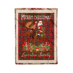 Personalized Gift Plaid Tartan Blanket Clan Lumsden of Kintore With Moose Lover Xmas Gift Santa Riding Christmas Fleece Blanket
