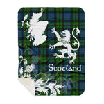Sherpa Blanket - Tartan Blanket Thistle and Lion Scottish Clan MacKie Plaid Blanket, plaid sherpa blanket queen,purple sherpa blanket,queen sherpa blanket,queen size sherpa blanket,red sherpa blanket,scottish tartan blankets,sherpa blanket,sherpa christmas blanket