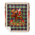 Personalized Gift Plaid Tartan Blanket Clan Clephane With Moose Lover Xmas Gift Santa Riding Buffalo Plaid Christmas Sherpa Blanket