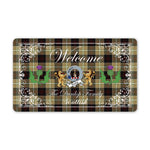 Doormat - Welcome Mat Scottish Clan Badge Dunlop Hunting Tartan Door Mat, Plaid Doormat With Thistle and Two Lion Scottish