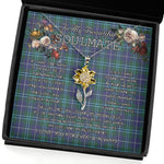 To My Beautiful Soulmate Sunflower Necklace In Your Eyes I Have Found My Home Clan Morton Tartan Jewelry For Girlfriend, Tartan Sunflower Pendant Necklace, Scottish Tartan Jewelry, valentine necklace, necklace girlfriend, necklace for wife, cute necklaces for girlfriend, jewelry for girlfriend, to my soulmate necklace, to my future wife necklace