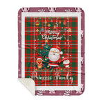 Personalized Gift Tartan Plaid Blanket Clan Princess Margaret With Funny Santa Snowman Reindeer Merry Christmas Gift Sherpa Blanket, blue plaid sherpa blanket,blue tartan sherpa blanket,Buchan,buffalo plaid sherpa blanket,christmas sherpa blanket,Christmas Throw Blanket-Recovered