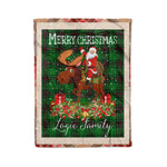 Personalized Gift Plaid Tartan Blanket Clan Logie With Moose Lover Xmas Gift Santa Riding Christmas Fleece Blanket