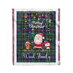 Personalized Gift Tartan Plaid Blanket Clan Wood With Funny Santa Snowman Reindeer Merry Christmas Fleece Blanket, Home Living Room, Plaid Blanket, Tartan Blanket, Scottish Blanket, Buffalo fleece blanket, Christmas Blanket