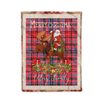 Personalized Gift Plaid Tartan Blanket Clan Udny With Moose Lover Xmas Gift Santa Riding Christmas Fleece Blanket