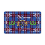 Doormat - Welcome Mat Scottish Clan Elliot Tartan Door Mat, Plaid Doormat With Thistle and Two Lion Scottish
