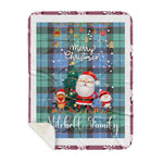 Personalized Gift Tartan Plaid Blanket Clan Mitchell Ancient With Funny Santa Snowman Reindeer Merry Christmas Gift Sherpa Blanket, blue plaid sherpa blanket,blue tartan sherpa blanket,Buchan,buffalo plaid sherpa blanket,christmas sherpa blanket,Christmas Throw Blanket