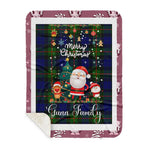 Personalized Gift Tartan Plaid Blanket Clan Gunn With Funny Santa Snowman Reindeer Merry Christmas Gift Sherpa Blanket, blue plaid sherpa blanket,blue tartan sherpa blanket,Buchan,buffalo plaid sherpa blanket,christmas sherpa blanket,Christmas Throw Blanket