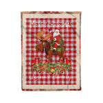 Personalized Gift Plaid Tartan Blanket Clan Lennox Dress With Moose Lover Xmas Gift Santa Riding Christmas Fleece Blanket