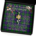 To My Beautiful Soulmate Sunflower Necklace In Your Eyes I Have Found My Home Clan Shaw Modern Tartan Jewelry For Girlfriend, Tartan Sunflower Pendant Necklace, Scottish Tartan Jewelry, valentine necklace, necklace girlfriend, necklace for wife, cute necklaces for girlfriend, jewelry for girlfriend, to my soulmate necklace, to my future wife necklace