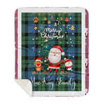 Personalized Gift Tartan Plaid Blanket Clan MacKay Ancient With Funny Santa Snowman Reindeer Merry Christmas Gift Sherpa Blanket, blue plaid sherpa blanket,blue tartan sherpa blanket,Buchan,buffalo plaid sherpa blanket,christmas sherpa blanket,Christmas Throw Blanket
