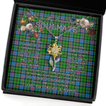 To My Beautiful Soulmate Sunflower Necklace In Your Eyes I Have Found My Home Clan Forsyth Modern Tartan Jewelry For Girlfriend, Tartan Sunflower Pendant Necklace, Scottish Tartan Jewelry, valentine necklace, necklace girlfriend, necklace for wife, cute necklaces for girlfriend, jewelry for girlfriend, to my soulmate necklace, to my future wife necklace
