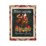 Personalized Gift Plaid Tartan Blanket Clan MacInnes With Moose Lover Xmas Gift Santa Riding Christmas Fleece Blanket