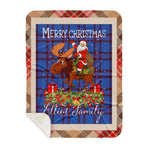 Personalized Gift Plaid Tartan Blanket Clan Elliot With Moose Lover Xmas Gift Santa Riding Buffalo Plaid Christmas Sherpa Blanket