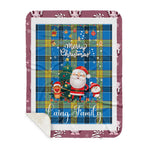 Personalized Gift Tartan Plaid Blanket Clan Laing With Funny Santa Snowman Reindeer Merry Christmas Gift Sherpa Blanket, blue plaid sherpa blanket,blue tartan sherpa blanket,Buchan,buffalo plaid sherpa blanket,christmas sherpa blanket,Christmas Throw Blanket