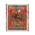Personalized Gift Plaid Tartan Blanket Clan MacDougall Ancient With Moose Lover Xmas Gift Santa Riding Christmas Fleece Blanket
