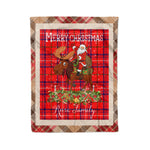 Personalized Gift Plaid Tartan Blanket Clan Rose With Moose Lover Xmas Gift Santa Riding Christmas Fleece Blanket
