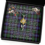 To My Beautiful Soulmate Sunflower Necklace In Your Eyes I Have Found My Home Clan Galbraith Tartan Jewelry For Girlfriend, Tartan Sunflower Pendant Necklace, Scottish Tartan Jewelry, valentine necklace, necklace girlfriend, necklace for wife, cute necklaces for girlfriend, jewelry for girlfriend, to my soulmate necklace, to my future wife necklace