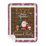Personalized Gift Tartan Plaid Blanket Clan Kinninmont With Funny Santa Snowman Reindeer Merry Christmas Gift Sherpa Blanket, blue plaid sherpa blanket,blue tartan sherpa blanket,Buchan,buffalo plaid sherpa blanket,christmas sherpa blanket,Christmas Throw Blanket
