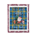 Personalized Gift Tartan Plaid Blanket Clan Laing With Funny Santa Snowman Reindeer Merry Christmas Fleece Blanket, Home Living Room, Plaid Blanket, Tartan Blanket, Scottish Blanket, Buffalo fleece blanket, Christmas Blanket
