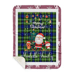 Personalized Gift Tartan Plaid Blanket Clan Monteith Hunting With Funny Santa Snowman Reindeer Merry Christmas Gift Sherpa Blanket, blue plaid sherpa blanket,blue tartan sherpa blanket,Buchan,buffalo plaid sherpa blanket,christmas sherpa blanket,Christmas Throw Blanket