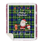 Personalized Gift Tartan Plaid Blanket Clan Monteith Hunting With Funny Santa Snowman Reindeer Merry Christmas Gift Sherpa Blanket, blue plaid sherpa blanket,blue tartan sherpa blanket,Buchan,buffalo plaid sherpa blanket,christmas sherpa blanket,Christmas Throw Blanket