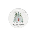 Scotstee Shop - Our First Christmas Circle Ornament Personalize Name Family Winter Night First Christmas in Our New Home Ceramic Ornament