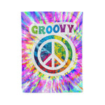 Scotstee Shop - Scotstee Shop Blanket Groovy Tie Dye Peace Sign 60s Retro Colorful Tie Dye Rainbow Hippie Fleece Blanket