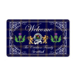 Doormat - Welcome Mat Scottish Clan Badge Crichton Tartan Door Mat, Plaid Doormat With Thistle and Two Lion Scottish