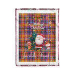Personalized Gift Tartan Plaid Blanket Clan Jacobite With Funny Santa Snowman Reindeer Merry Christmas Fleece Blanket, Home Living Room, Plaid Blanket, Tartan Blanket, Scottish Blanket, Buffalo fleece blanket, Christmas Blanket