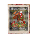 Personalized Gift Plaid Tartan Blanket Clan Burns With Moose Lover Xmas Gift Santa Riding Christmas Fleece Blanket