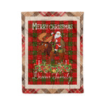 Personalized Gift Plaid Tartan Blanket Clan Dewar With Moose Lover Xmas Gift Santa Riding Christmas Fleece Blanket